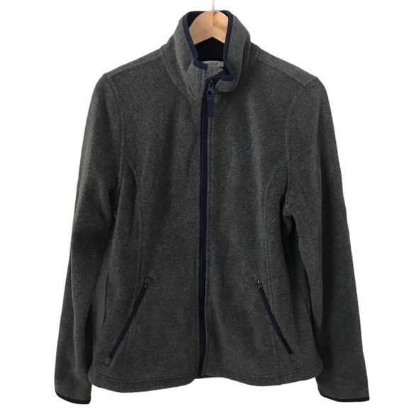 Nautica Women’s Gray /Blue Trim Fleece Jacket Size L - Picture 4 of 6